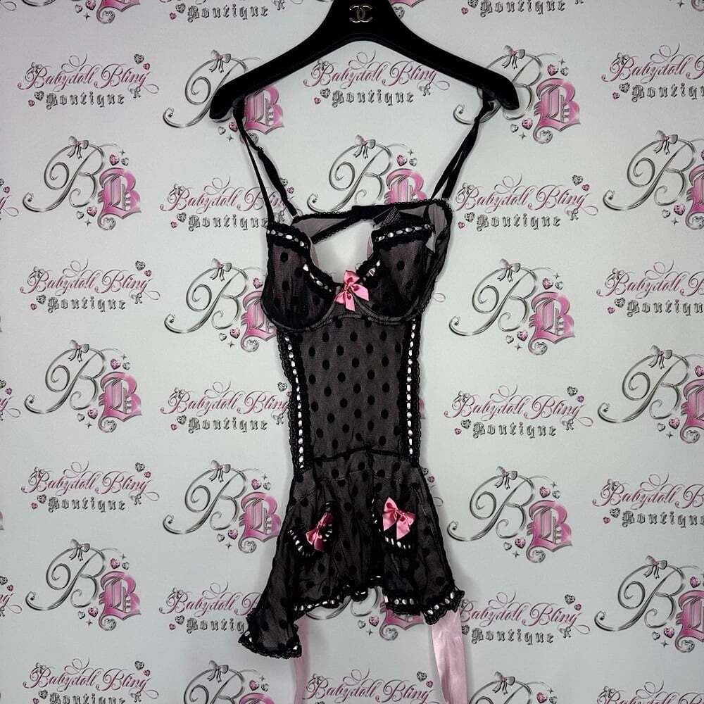 Victoria secret apron sexy little things open back tie up ribbon bow sexy y2k